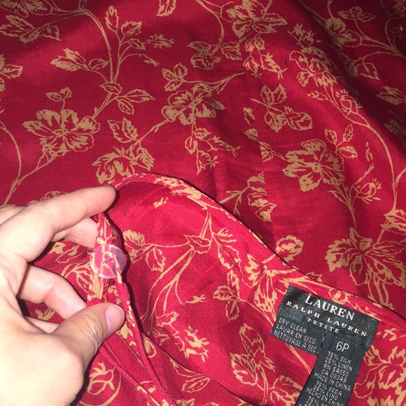 Lauren Ralph Lauren Petite Red Gold Floral Skirt - Picture 6 of 6
